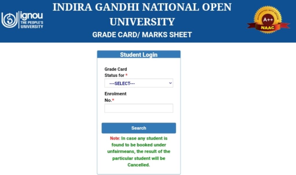 IGNOU Grade Card Link 2025 - Check Now